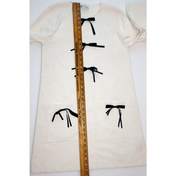 ZARA White Knit Dress Black Bows Coquette Soft Girl Twee Aesthetic - Picture 8 of 8